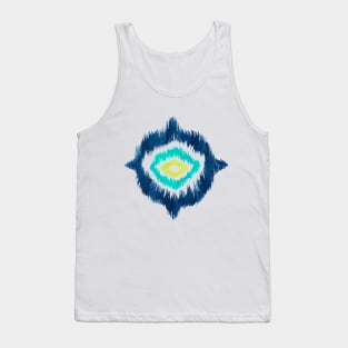 Hand Painted Blue Ikat Ogee Tank Top